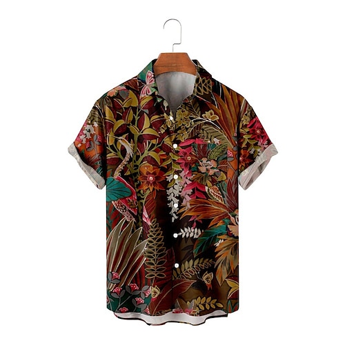 

Hombre Camisa camisa hawaiana Estampados Cosecha Hojas Cuello Vuelto Rojo Calle Casual Mangas cortas Abotonar Estampado Ropa Tropical Deportes Ropa de calle Design