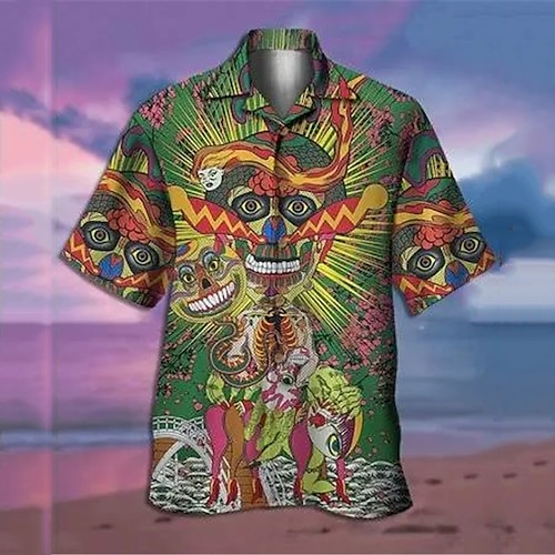 

Homme Chemise Chemise hawaïenne Imprimés Photos Joyeuses Pâques Pâques Collier cubain Vert Casual Vacances Manche Courte Bouton bas Imprimer Vêtement Tenue Sportif Mode Vêtement de rue Design