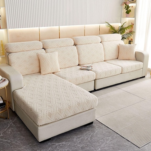 

Stretch Sofa Cover Cushion Slipcover Couch Seat Furniture Protector for 3 or 4 Seater, L Sofa, Sectional, Armchair, Loverseat Soft with Elastic Bottom