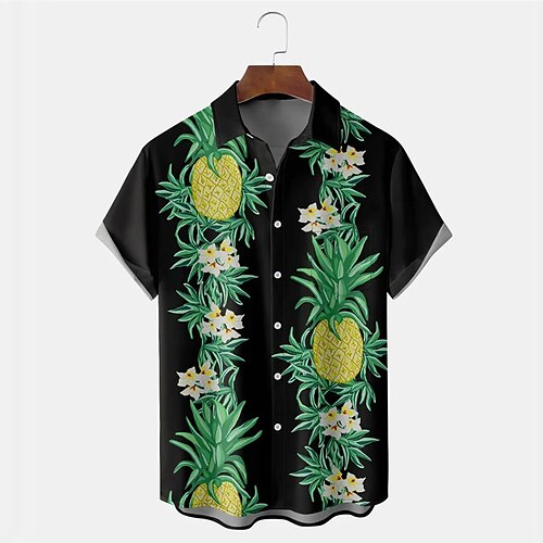 

Herren Hemd Hawaiihemd Sommerhemd Blumen Ananas Grafik-Drucke Umlegekragen Grün Outdoor Strasse Kurze Ärmel Button-Down Bedruckt Bekleidung Tropisch Modisch Hawaiianisch Designer