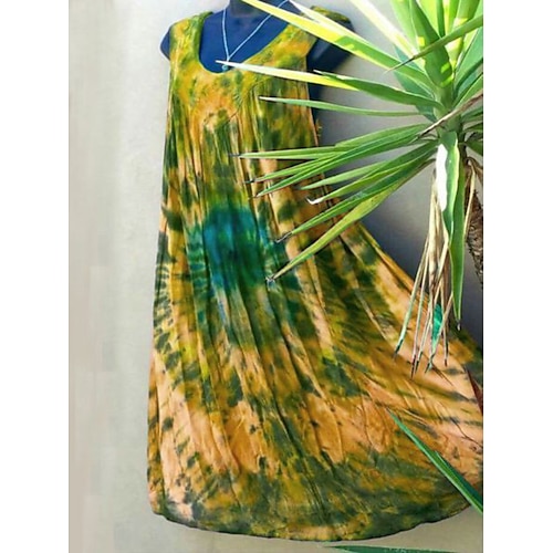 

Per donna Vestito casual Vestito svasato Abito senza maniche Colorato a macchie Increspato Girocollo Vestito longuette Essenziale Vintage Esterno Giornaliero Senza maniche Morbido Giallo Rosso Blu