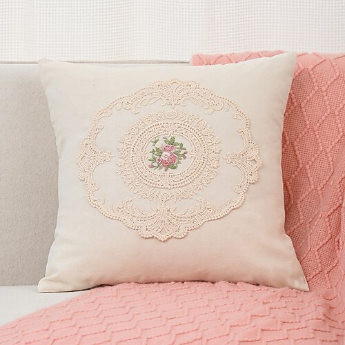 

Funda de almohada de encaje floral vintage estilo boho casa de campo con cremallera tradicional clásico para sala de estar dormitorio sofá