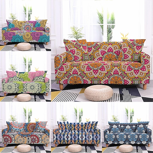 

Elastischer Sofabezug Boho-Schonbezug Elastischer Sofabezug für Sessel Loveseat 4- oder 3-Sitzer L-Form Chaiselongue für Wohnzimmer Staubdichter Couchschutz