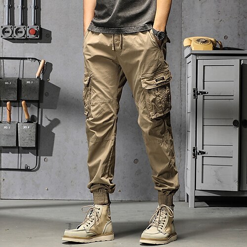 

Per uomo Pantaloni cargo Pareggiatore Pantaloni A cordoncino Vita elastica Multi tasca Liscio Comfort Indossabile Esterno Informale Giornaliero Sportivo Di tendenza Nero Verde militare