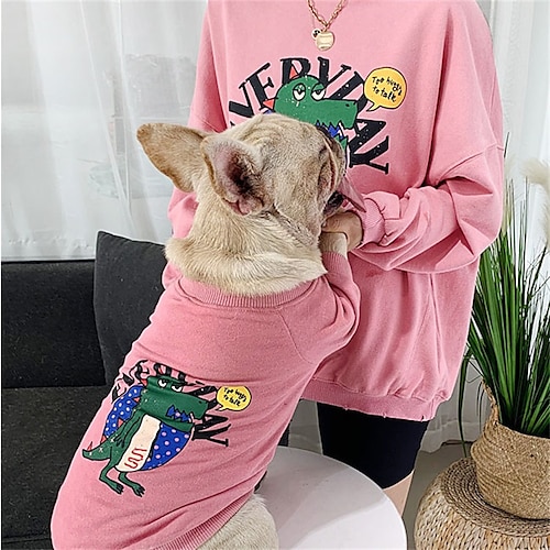 

2023 Spring And Autumn New Pet Parent-child Clothes Than Panda Clothes Printed Dog Clothes Korean Long Sleeve T-shirt Women