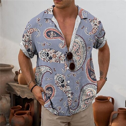 

Homme Chemise Chemise hawaïenne Floral Imprimés Photos Noix de cajou Col rabattu Rose Claire Bleu Gris Plein Air Casual Manches courtes Bouton bas Imprimer Vêtement Tenue Tropique Bohème Design