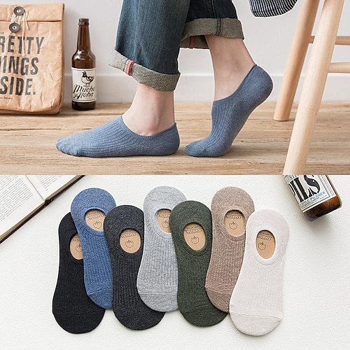 

[5 paires] 5 paires de chaussettes - chaussettes pour femmes/hommes, chaussettes de bateau invisibles de couleur unie pour le printemps et l'été, chaussettes en coton antidérapantes en silicone