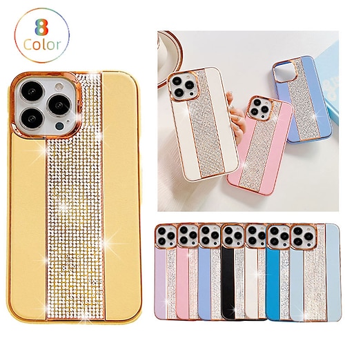 

téléphone Coque Pour Apple Coque Arriere iPhone 14 13 12 11 Plus Pro Max bling Strass Plaqué Cristal Diamant TPU PC