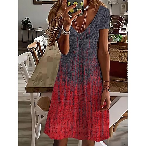 

Per donna Vestito casual Abito estivo Abito stampato Ambra Stampa A V Mini abito Attivo Di tendenza Esterno Giornaliero Manica corta Standard Rosso Primavera Estate S M L XL XXL