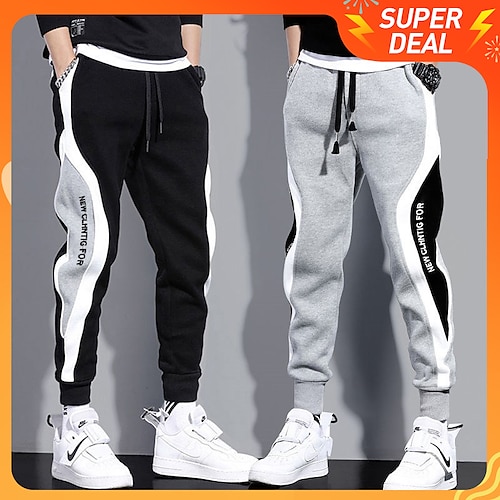 

Men's Sweatpants Joggers Trousers Pocket Drawstring Color Block Comfort Casual Daily Holiday Sports Stylish Black Grey Micro-elastic