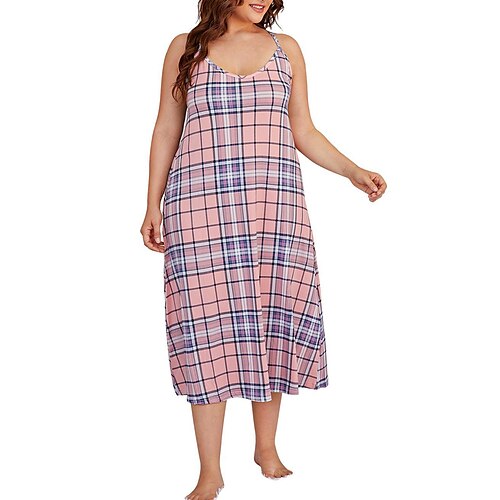 

Dame Plusstørrelser Loungewear Kjoler Gitter / Plaid Afslappet Komfort Sød Fest Daglig Stævnemøde Polyester Åndbart Remme Uden ærmer Kjoler Åben ryg Forår Sommer Lyserød