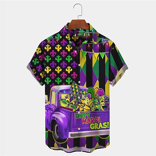 

Hombre Camisa camisa hawaiana Estampados Máscara Felices Pascuas Pascua de Resurrección Cuello Vuelto Morado Exterior Calle Mangas cortas Abotonar Estampado Ropa Tropical Moda Hawaiano Design