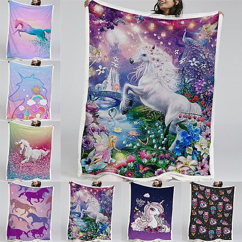 

Unicorn Series Digital Printing Blanket Thick Double Blanket Cloak