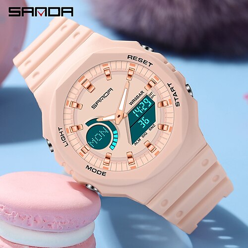 

Kid's Women Men Digital Watch Sports Tactical Wristwatch Analog Luminous Stopwatch Alarm Clock Dual Display Silicone Strap Watch