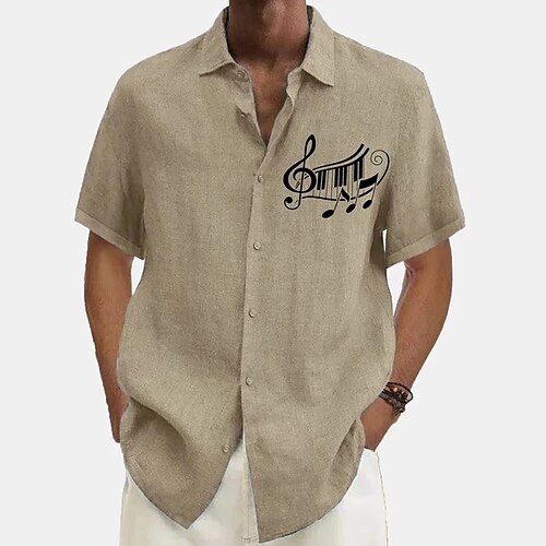 

Per uomo camicia di lino Camicia estiva Camicia da spiaggia Nero Blu Cachi Maniche corte Pop art Collo ripiegabile Estate Hawaiano Per eventi Abbigliamento