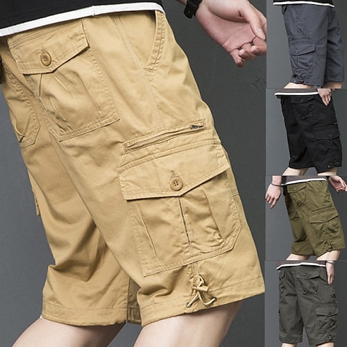 

Herren Cargo Shorts Kurze Hosen Shorts Kurze Hosen Tasche mit Reißverschluss Bein Kordelzug Multi Pocket Glatt Komfort Outdoor Täglich Ausgehen 100% Baumwolle Modisch Strassenmode Schwarz Gelb