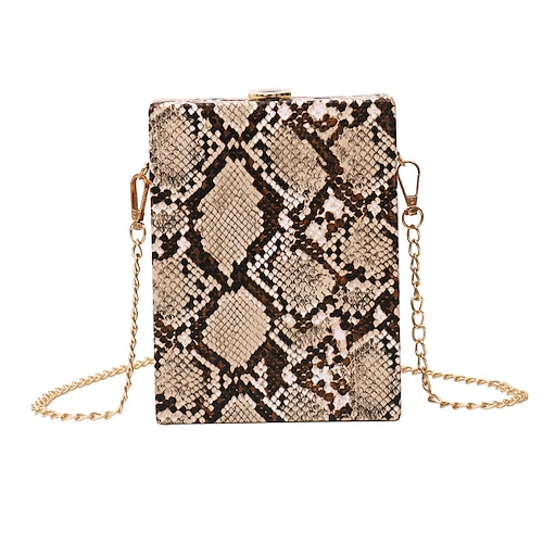 

Dame Crossbody-veske PU lær Daglig Kjede Vanntett Slangemønster Svart Rosa Kakifarget