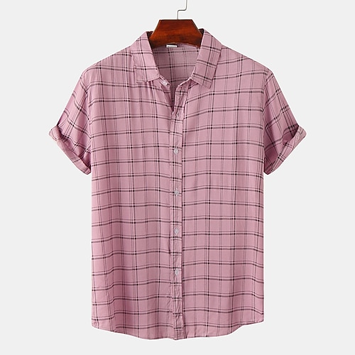 

Per uomo Camicia Camicia con bottoni Maglietta informale Nero Bianco Giallo Rosa Manica corta A quadri Collo ripiegabile Strada Giornaliero Abbigliamento Moda Informale Classico