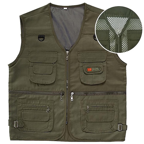 

Per uomo Gilet da pesca Gilet / gilet da escursionismo Senza maniche Gilet / Gilet Superiore Esterno Portatile Traspirante Leggero Comodo camuffamento della giungla Maglia verde militare Mimetico