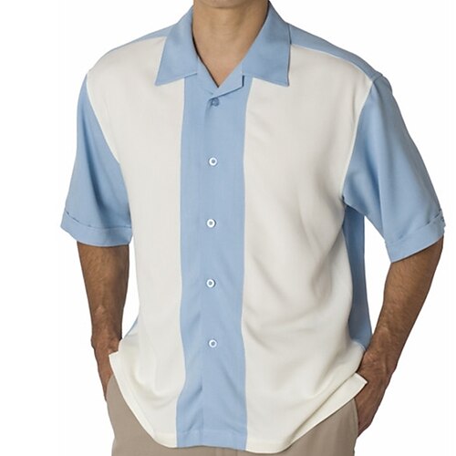 

Per uomo Camicia Camicia da bowling Camicia con bottoni Camicia estiva Maglietta informale Nero Verde chiaro Blu marino scuro Blu marino Kaki Manica corta Collage Collo ripiegabile Da mare Per uscire