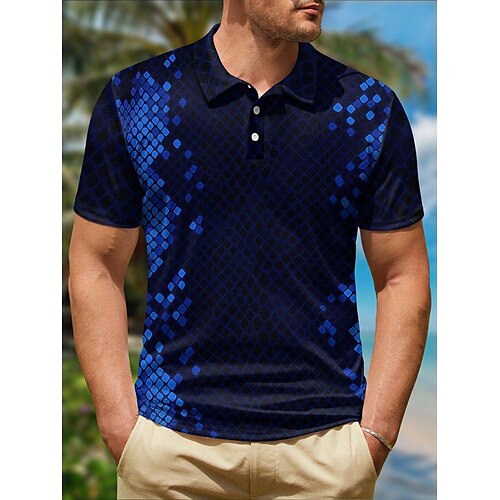 

Per uomo POLO Camicia da golf Golf Stampe astratte Geometria Collo ripiegabile Blu Esterno Strada Maniche corte Bottone giù Stampa Abbigliamento Sportivo Di tendenza Streetwear Originale