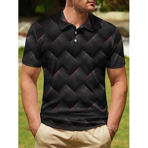 

Per uomo POLO Camicia da golf Golf Stampe astratte Geometria Collo ripiegabile Nero Esterno Strada Maniche corte Bottone giù Stampa Abbigliamento Sportivo Di tendenza Streetwear Originale