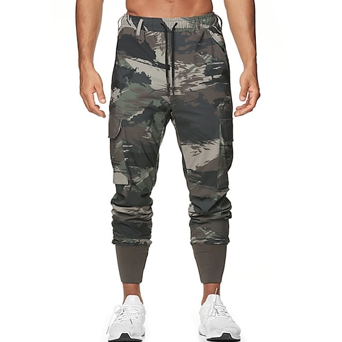 

Per uomo Pantaloni della tuta Pareggiatore Pantaloni Pantaloni casual A cordoncino Vita elastica Multi tasca Mimetico Comfort Esterno Giornaliero Per eventi Sportivo Moda Nero Mimetico