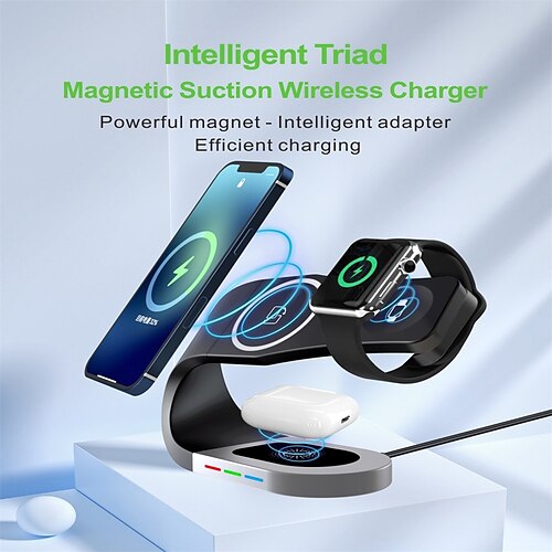 

Chargeur Sans Fil Station de recharge sans fil CE Charge sans fil rapide Magnétique 3 en 1 Pour Mobile Tablette iPhone iPad Téléphone portable Tablettes 1 PC