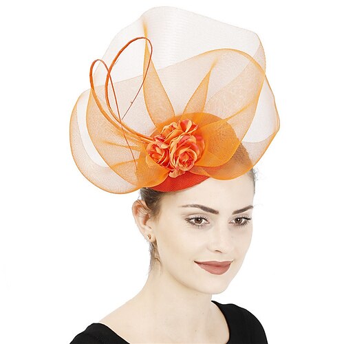 

Fascinadores Poliéster Casamento Festa de Chá Kentucky Derby Corrida de cavalos Dia da Mulher Moda Vintage Elegante Com Floral Capacete Chapéu