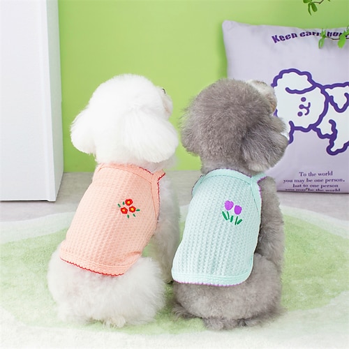 

Hunde Katte Vest Broderi Yndig Sød udendørs Hverdag Hundetøj Hvalpe tøj Hund outfits Blød Gul Lys pink Grøn Kostume Til Hanhunde Og Tæver polyester Bomuld XS S M L XL