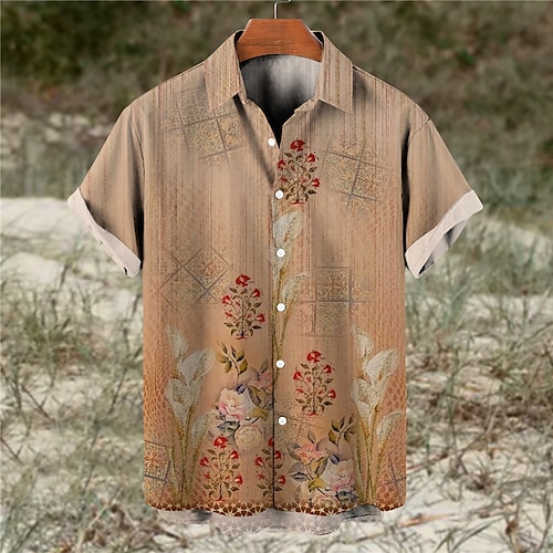 

Herren Hemd Blumen Farbverlauf Grafik-Drucke Umlegekragen Blau Braun Grün Grau Täglich Festtage Kurze Ärmel Button-Down Bedruckt Bekleidung Tropisch Modisch Boho Designer