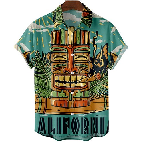 

Homme Chemise Chemise hawaïenne Abstrait Imprimés Photos Col rabattu Bleu Plein Air Casual Manches courtes Bouton bas Imprimer Vêtement Tenue Tropique Sportif Vêtement de rue Design