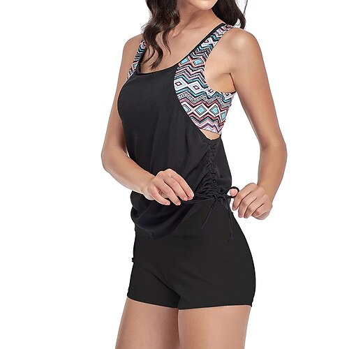 

Mujer Bañadores Tankini 2 piezas Normal Traje de baño 2 Piezas Cortado Estampado Leopardo Geométrico Negro Amarillo Camiseta sin mangas Trajes de baño Deportes Verano