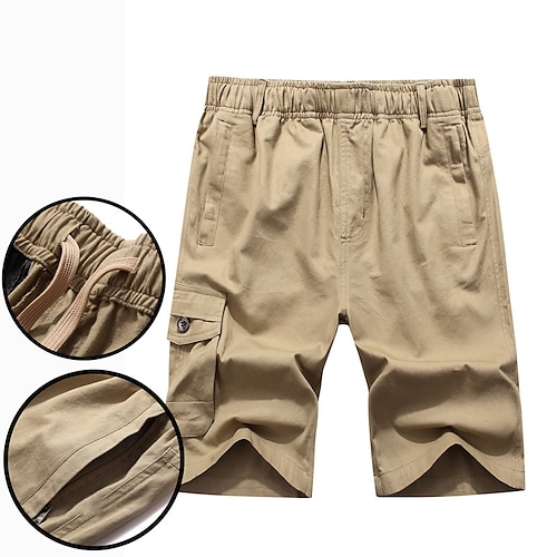 

Herren Cargo Shorts Kurze Hosen Shorts Kurze Hosen Ausgebeult Multi Pocket Gerade geschnitten Glatt Komfort Knielänge Outdoor Täglich Ausgehen 100% Baumwolle Sport Strassenmode Schwarz Armeegrün