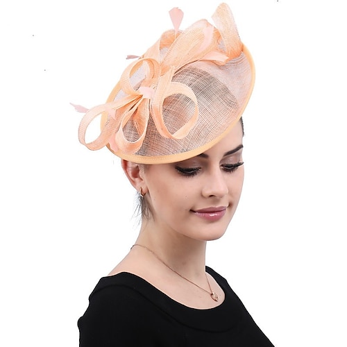 

fascinators sinamay Tè Kentucky Derby Corsa di cavalli Festa delle donne Chiesa Vintage Elegante Retrò Con Piume Fiocco Copricapo Copricapo