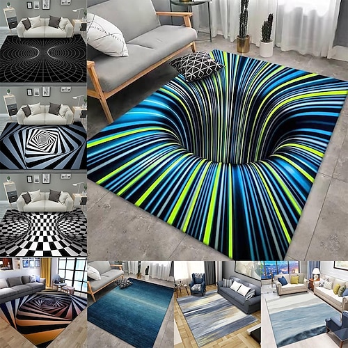 

Modern Abstract 3D Vortex Area Rug Thickened Imitation Cashmere Living Room Simple Bedroom Full Bedside Blanket Sofa Home Coffee Table Non-slip Mat