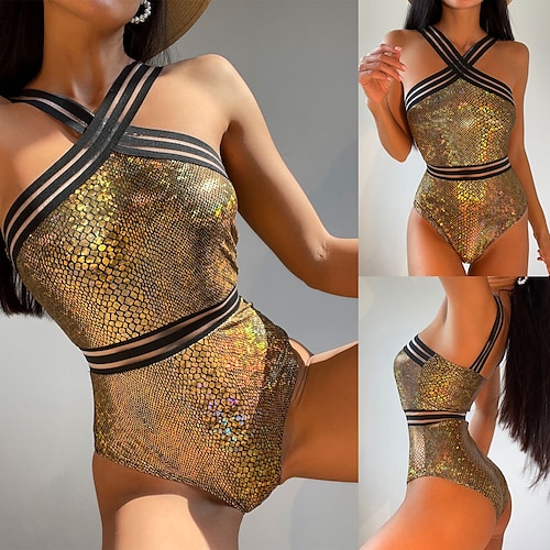 

Mujer Bañadores Una pieza Normal Traje de baño Estampado Diseño en Serpiente Dorado Mono Trajes de baño Deportes Verano