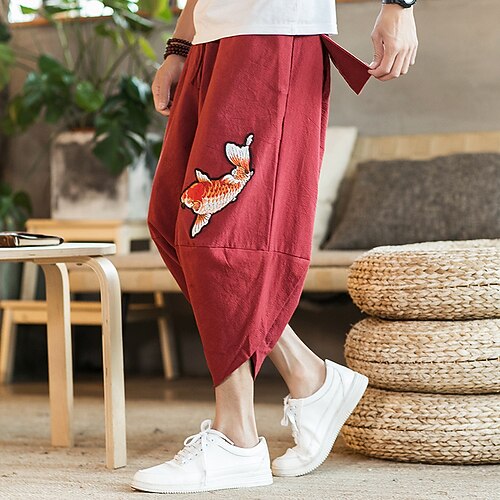 

Herre Sommershorts Capri-bukser Snorer Elastisk midje Grafisk Fisk Komfort Ankel-lengde utendørs Daglig Ferie Mote Fritid Svart Rød Uelastisk