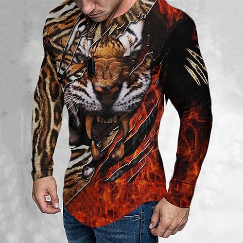 

Per uomo maglietta Magliette Pop art Animali Tigre Girocollo Abbigliamento Stampa 3D Esterno Informale Manica lunga Stampa Vintage Di tendenza Originale