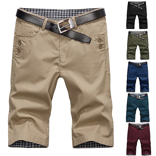 

Homme Short Cargo Short Poche Plein Confort Vestimentaire Longueur genou Casual du quotidien Vacances 100% Coton basique Sportif Vert militaire Noir