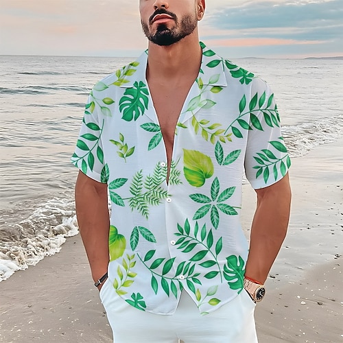 

Homme Chemise Chemise hawaïenne Floral Imprimés Photos Feuilles Col rabattu Vert Claire Rose Claire Bleu Vert Casual Vacances Manche Courte Bouton bas Imprimer Vêtement Tenue Tropique Mode Vêtement