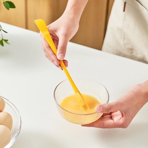 

Acessórios de cozinha batedor de ovo de cabeça dupla bastão de filtro de plástico multiuso colher ferramentas misturador de cozinha utensílios de cozinha