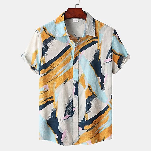 

Per uomo Camicia Camicia hawaiana Camicia con bottoni Camicia estiva Maglietta informale Bianco Rosso Arancione Verde Kaki Manica corta Pop art Collo ripiegabile Giornaliero Da mare Stampa