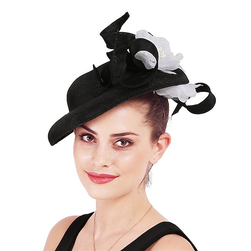 

fascinators Sinamay Bryllup Te Fest Kentucky Derby Hesteløp Damenes dag Årgang Mote Håndlaget Med Blomster Hodeplagg Hodeplagg