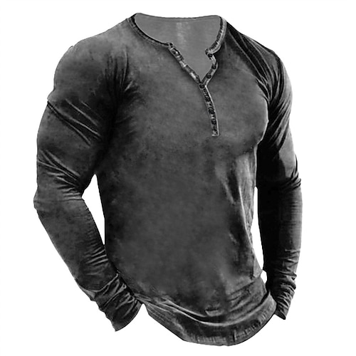 

Men's Henley Shirt Long Sleeve Shirt Plain / Solid Henley Street Vacation Long Sleeve Button-Down Clothing Apparel Designer Basic Modern Contemporary