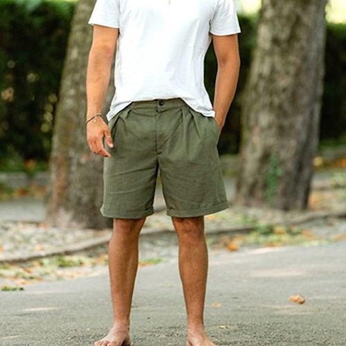 

Herren Shorts Kurze Hosen Leinenshorts Kurze Hosen Sommer-Shorts Strandshorts Kurze Hosen Glatt Atmungsaktiv Weich Kurz Casual Täglich Festtage Leinen / Baumwoll Mischung Modisch Strassenmode Grün