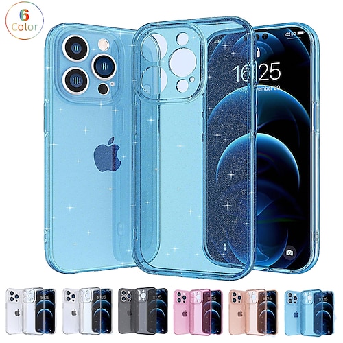 

telefon Etui Til Apple Bakdeksel iPhone 14 13 12 Pro Max Plus Gjennomsiktig Helkroppsbeskyttende Glitter Glitter TPU PC