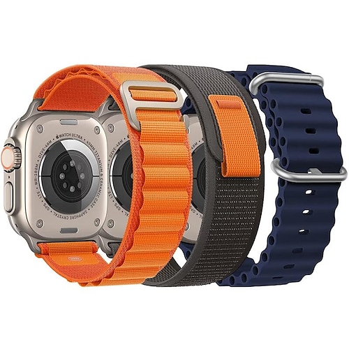 

3 peças de três peças off-road/montanha/oceano banda compatível apple watch ultra 49 mm 45 mm 44 mm 42 mm para iwatch 8/7/6/5/4/3/1/se mulheres e homens