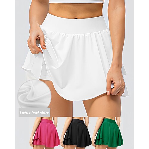 

Per donna Gonna da tennis Gonna da golf Gonna Yoga 2 in 1 con tasca per telefono Fasciante in vita Sollevamento dei glutei Yoga Fitness Allenamento in palestra Pantaloni Nero Bianco Verde Elastene