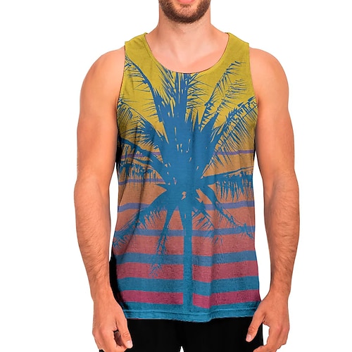 

Herre Singleter Vest topp Underskjorte Grafiske T-skjorter Ermeløs skjorte Grafisk Kokosnøttre Aloha Crew-hals utendørs Feriereise Ermeløs Trykt mønster Klær Mote Hawaiisk Designer